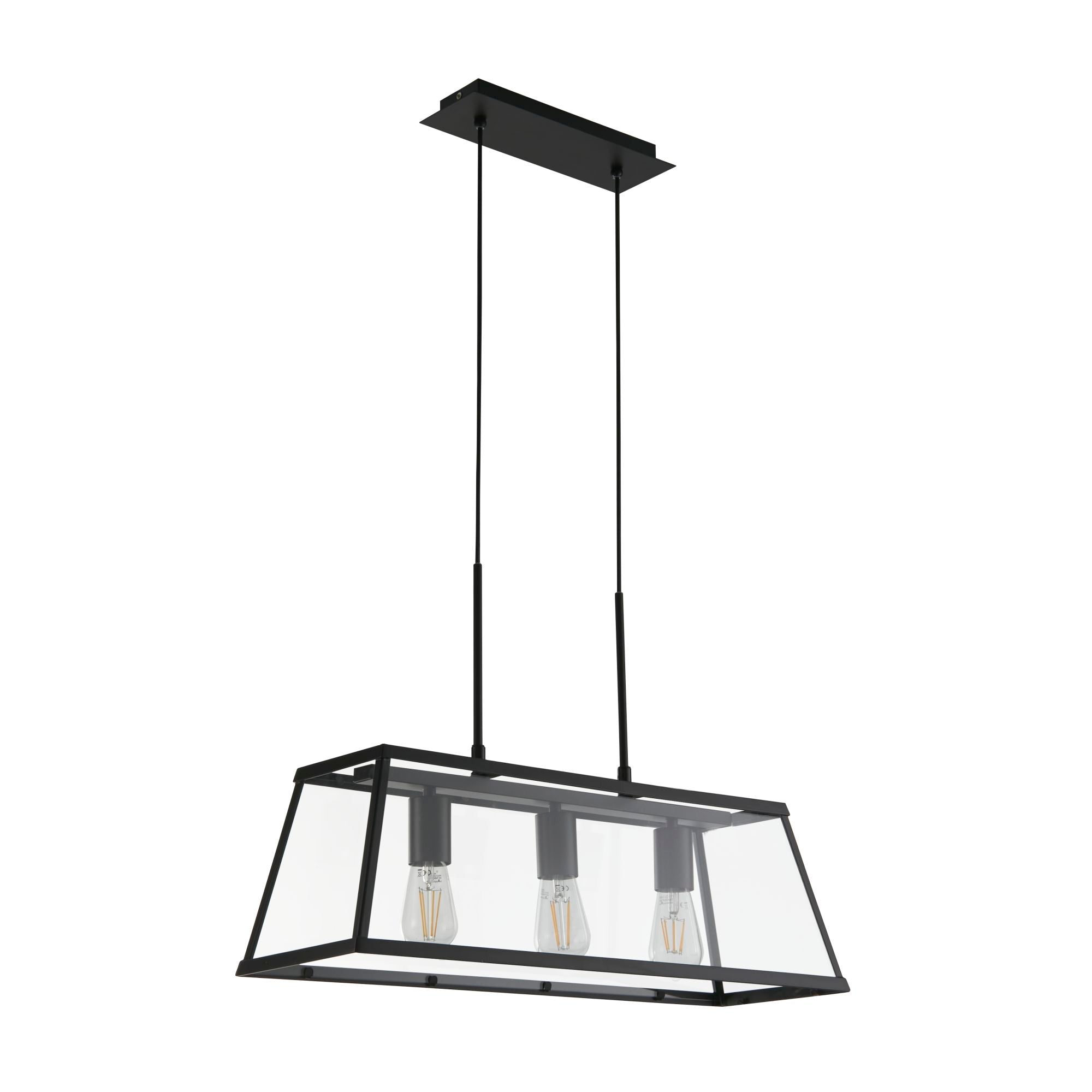 Voyager 3Lt Kitchen Table Ceiling Light - Black/Chrome Finish CLEARANCE