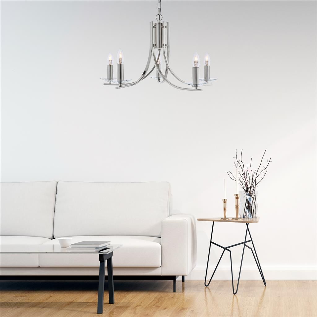 Vulcan 5Lt Centre Ceiling Light - Satin Nickel Finish