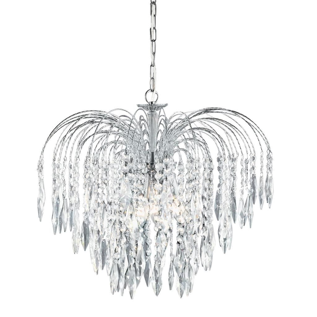 Waterfall 4Lt Centre Ceiling Light - Chrome & Crystal Finish