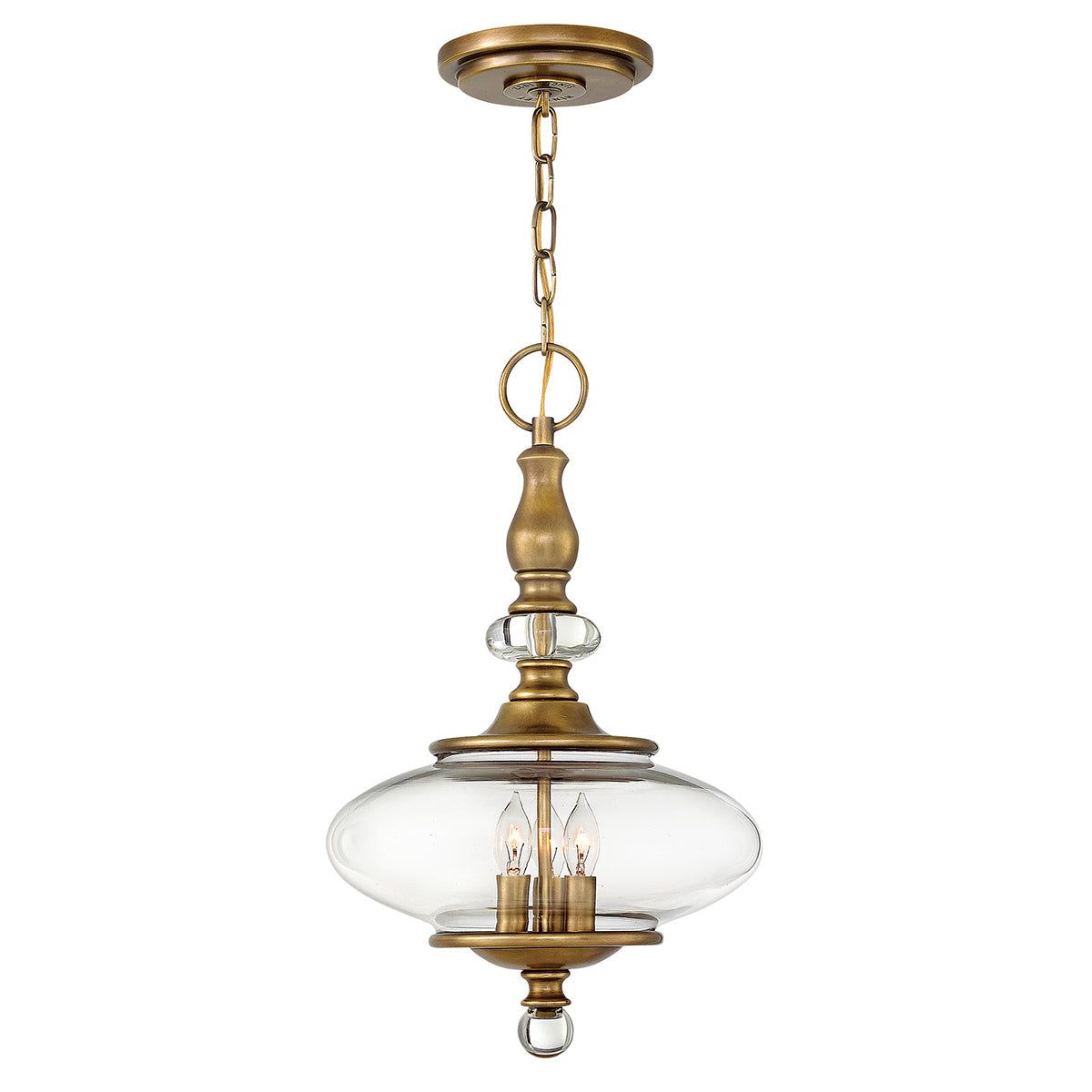 Wexley 3Lt Centre Ceiling Light - Heritage Brass Finish