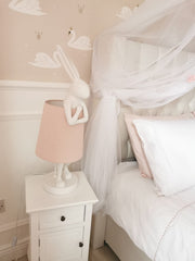 White Rabbit Pink Shade Table Lamp