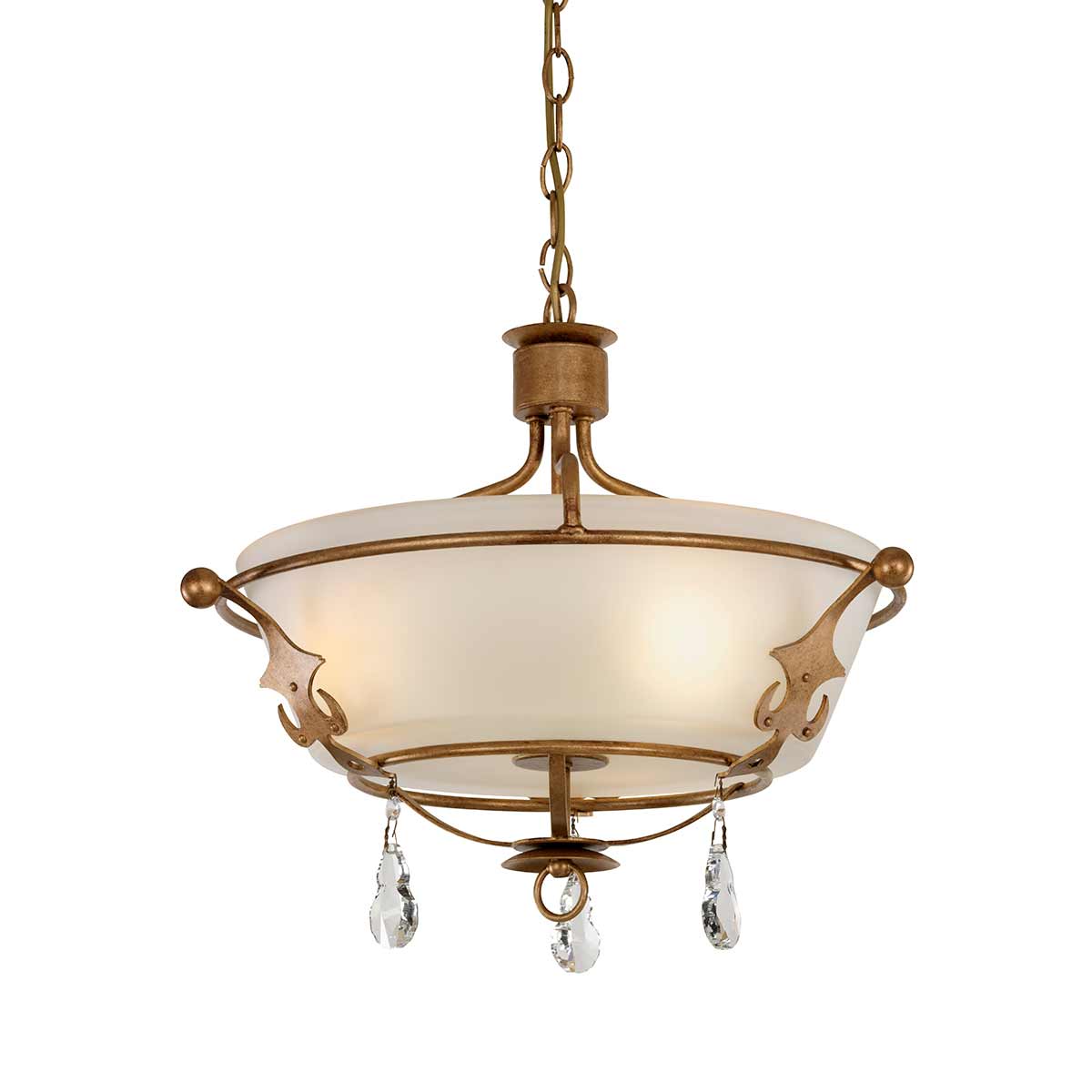 Windsor 3 Light Semi-Flush - Gold Patina/Graphite E27