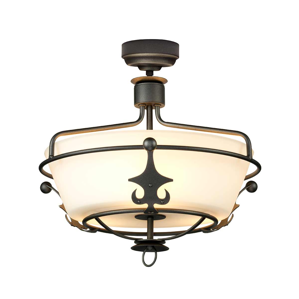 Windsor 3 Light Semi-Flush - Gold Patina/Graphite E27