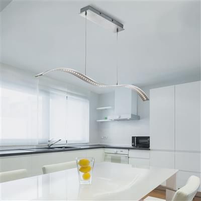 Wing Led Bar Pendant Ceiling Light - Satin Silver Metal