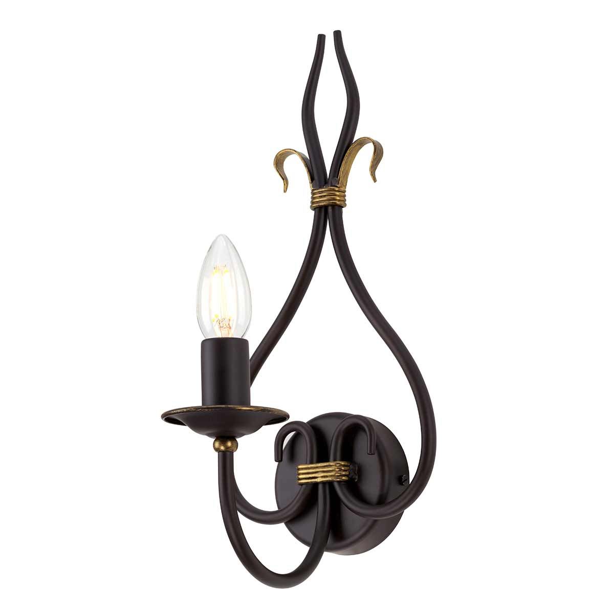 Windermere 1 Light Wall Light - Rust & Gold IP20 E14