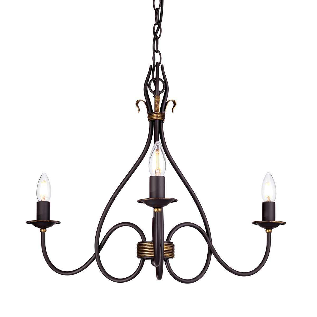 Windermere 3Lt Multi-Arm Pendant - Black & Gold