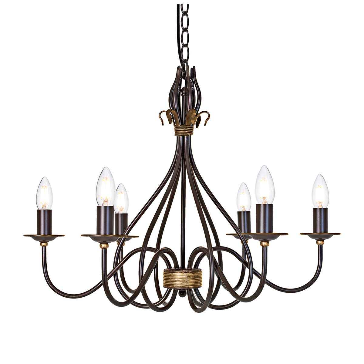 Windermere 3Lt Multi-Arm Pendant - Black & Gold