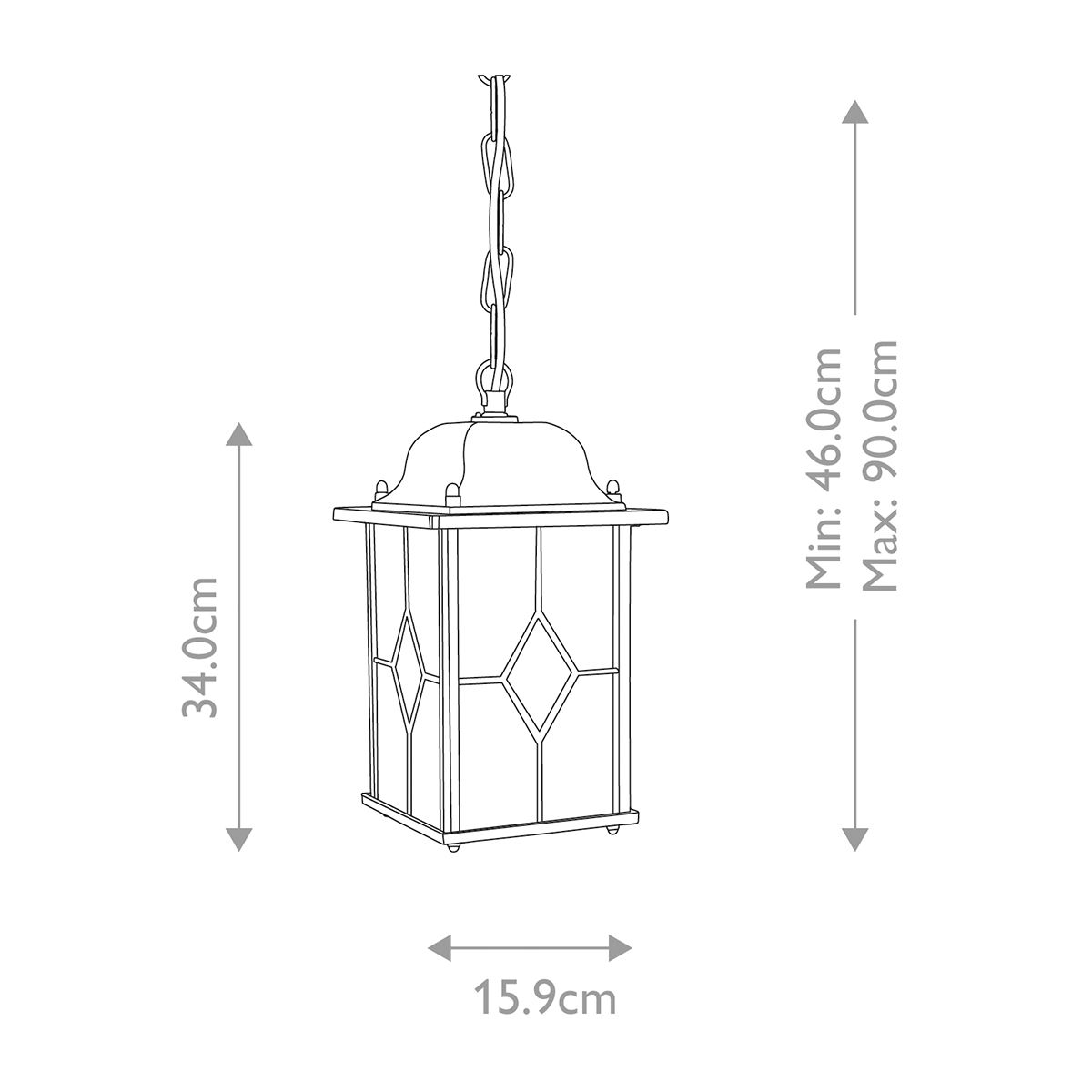 Wexford 1 Light Chain Lantern - Black/Silver IP23 E27