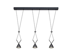 Saiths Bar Linear Pendant 3 Light, 3 x 3W LED, 3000K, 350lm, Sand Black/Grey, 3yrs Warranty
