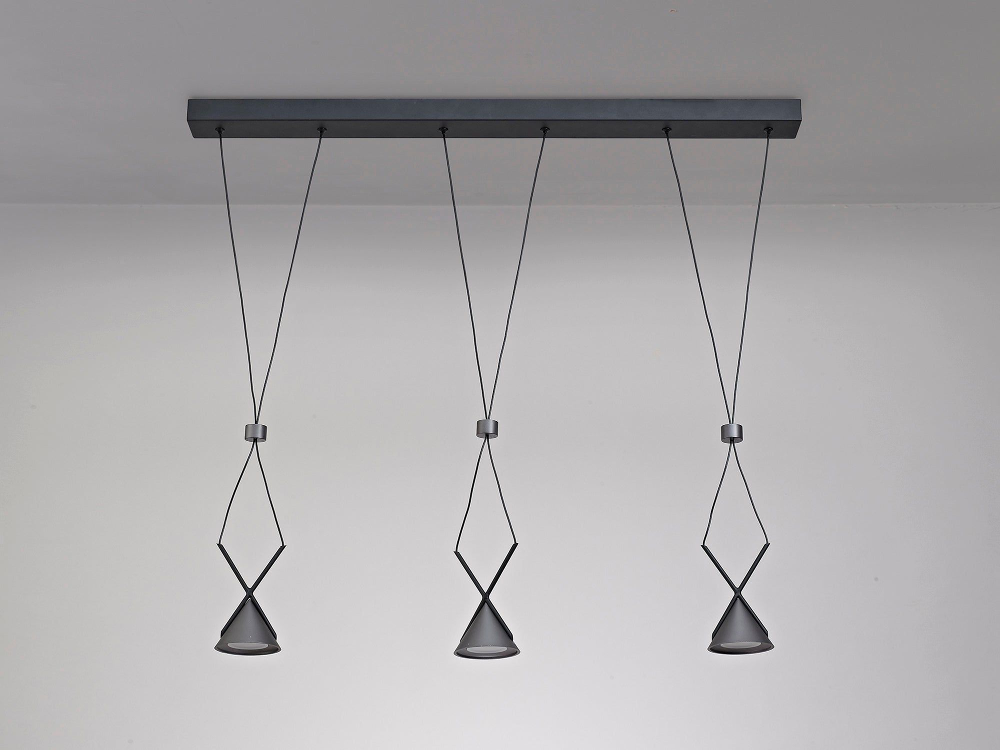 Saiths Bar Linear Pendant 3 Light, 3 x 3W LED, 3000K, 350lm, Sand Black/Grey, 3yrs Warranty