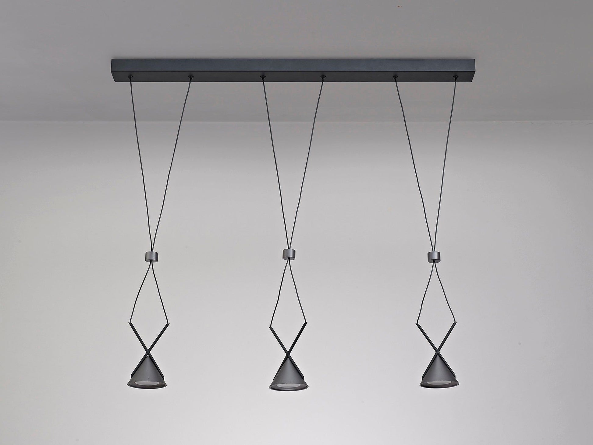 Saiths Bar Linear Pendant 3 Light, 3 x 3W LED, 3000K, 350lm, Sand Black/Grey, 3yrs Warranty
