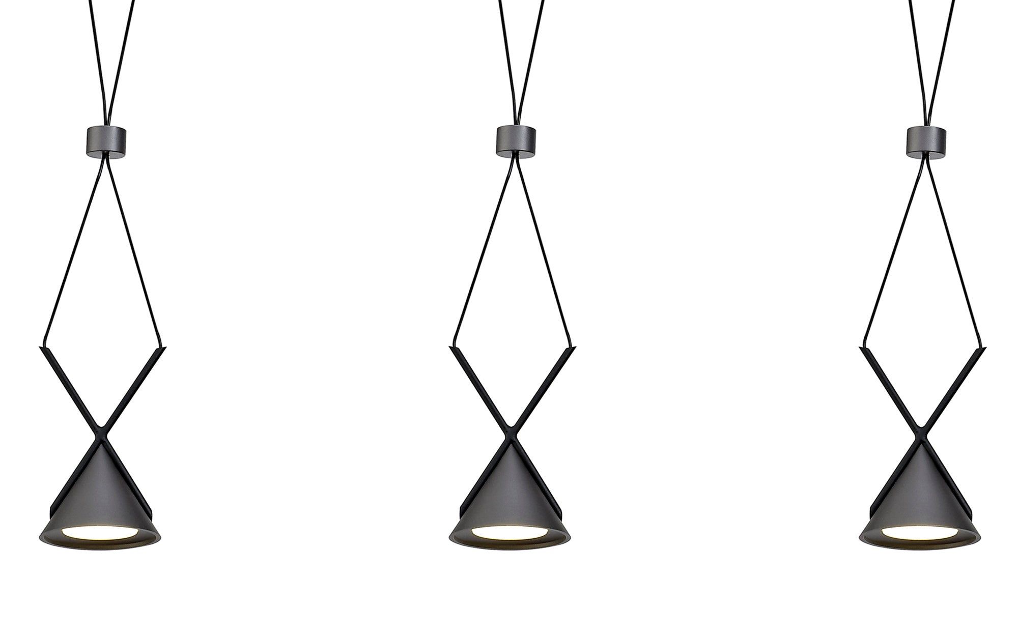 Saiths Bar Linear Pendant 3 Light, 3 x 3W LED, 3000K, 350lm, Sand Black/Grey, 3yrs Warranty