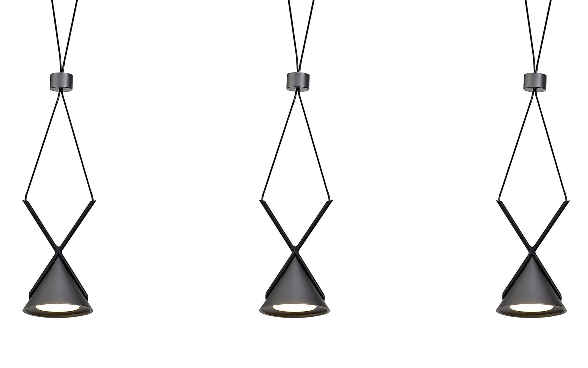 Saiths Bar Linear Pendant 3 Light, 3 x 3W LED, 3000K, 350lm, Sand Black/Grey, 3yrs Warranty