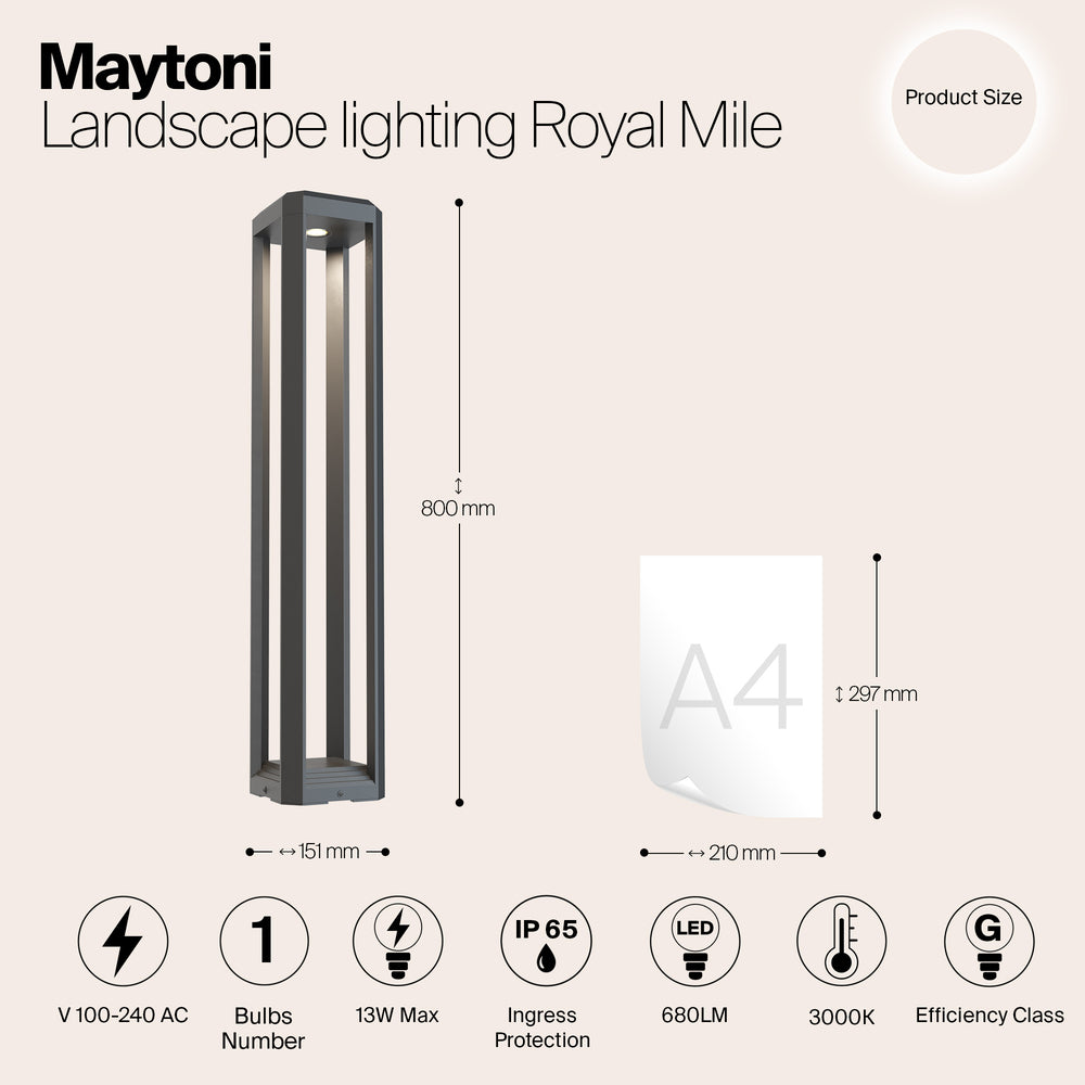 Royal Mile LED Bollard Light 3000K IP65