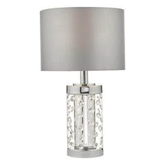 Dar Yalena Table Lamp Small Pol Chr & Crystal C/W Shade - Cusack Lighting