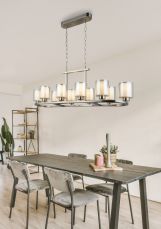 Yara 10 Light Antique Brass Long Pendant