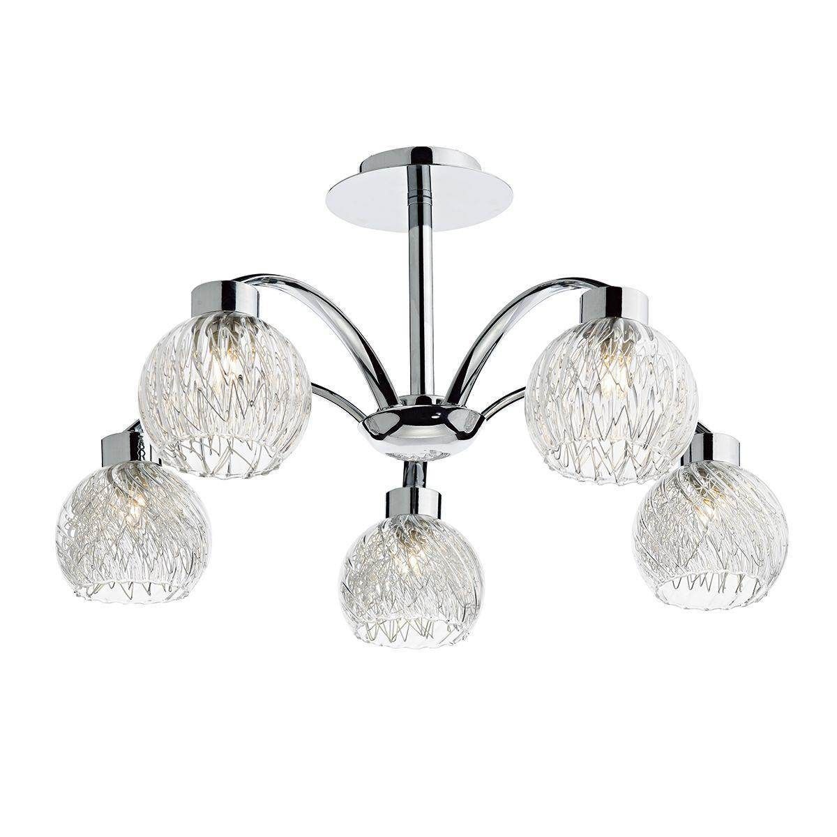 Dar Yasmin 5 Light Semi Flush Polished Chrome - Cusack Lighting