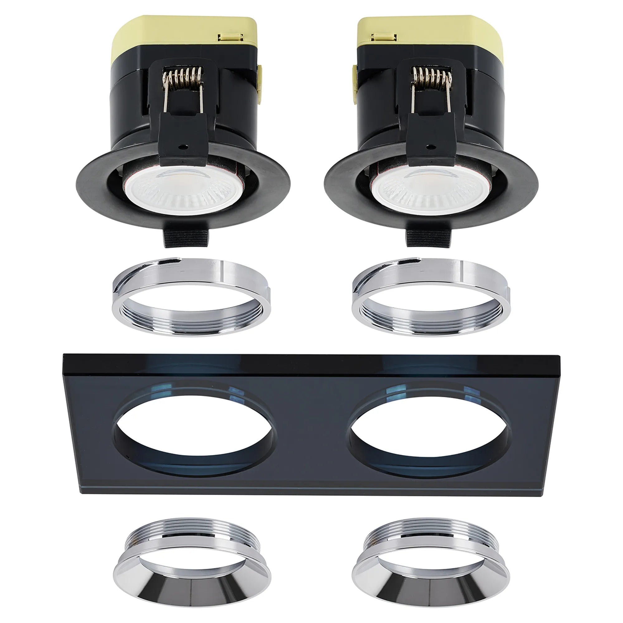 Zarya 8W Dual IP65 Crystal Fire-Rated Downlight - Rectangular