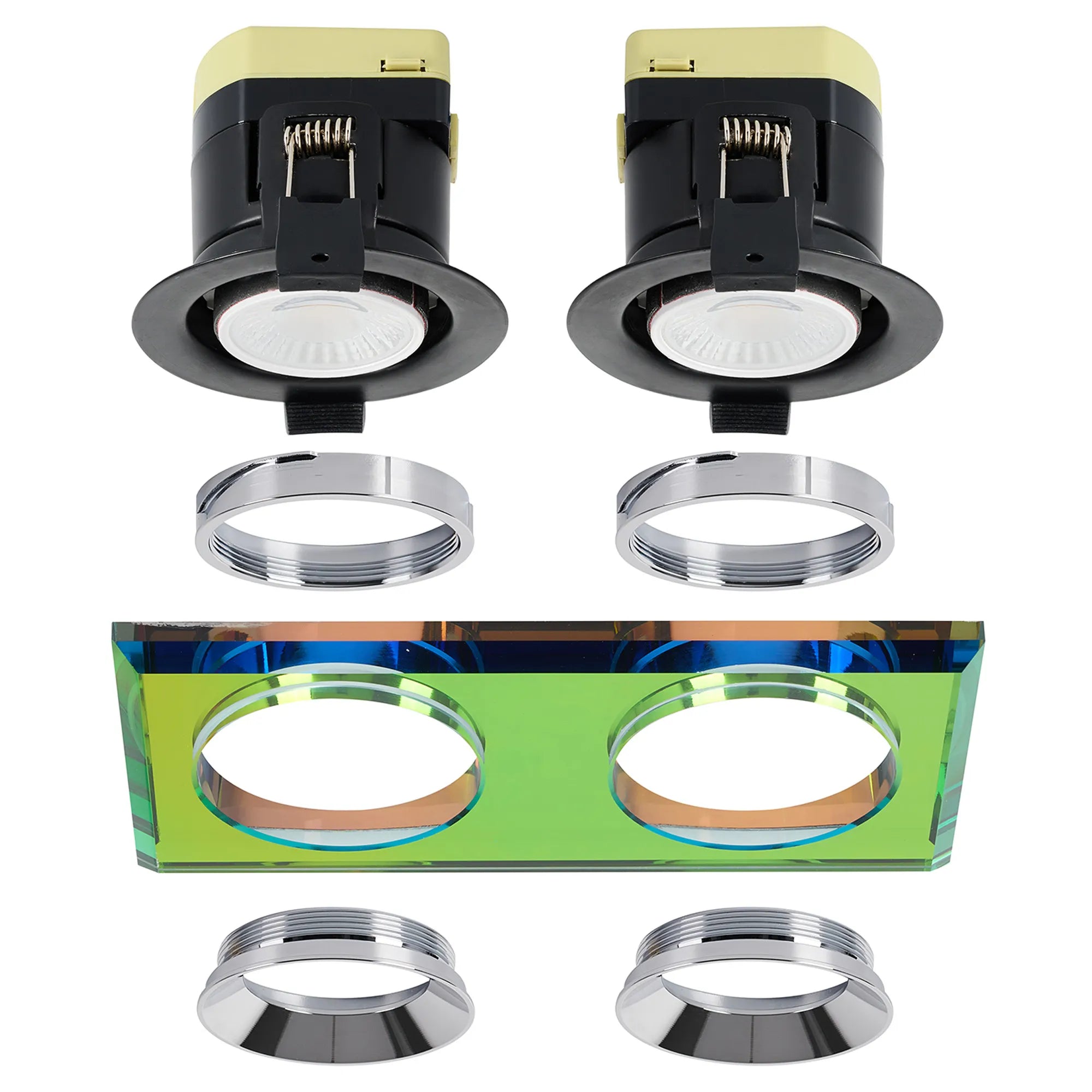 Zarya 8W Dual IP65 Crystal Fire-Rated Downlight - Rectangular