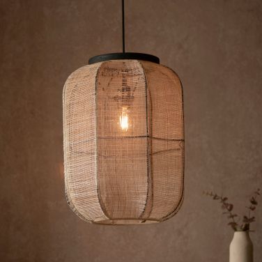 Ada 1Lt Handmade Wood & Linen Pendant - Medium/Large