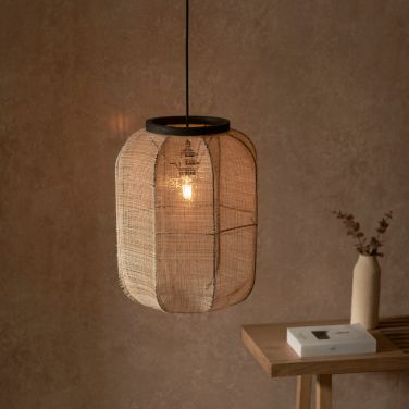 Ada 1Lt Handmade Wood & Linen Pendant - Medium/Large