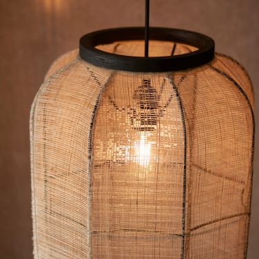 Ada 1Lt Handmade Wood & Linen Pendant - Medium/Large