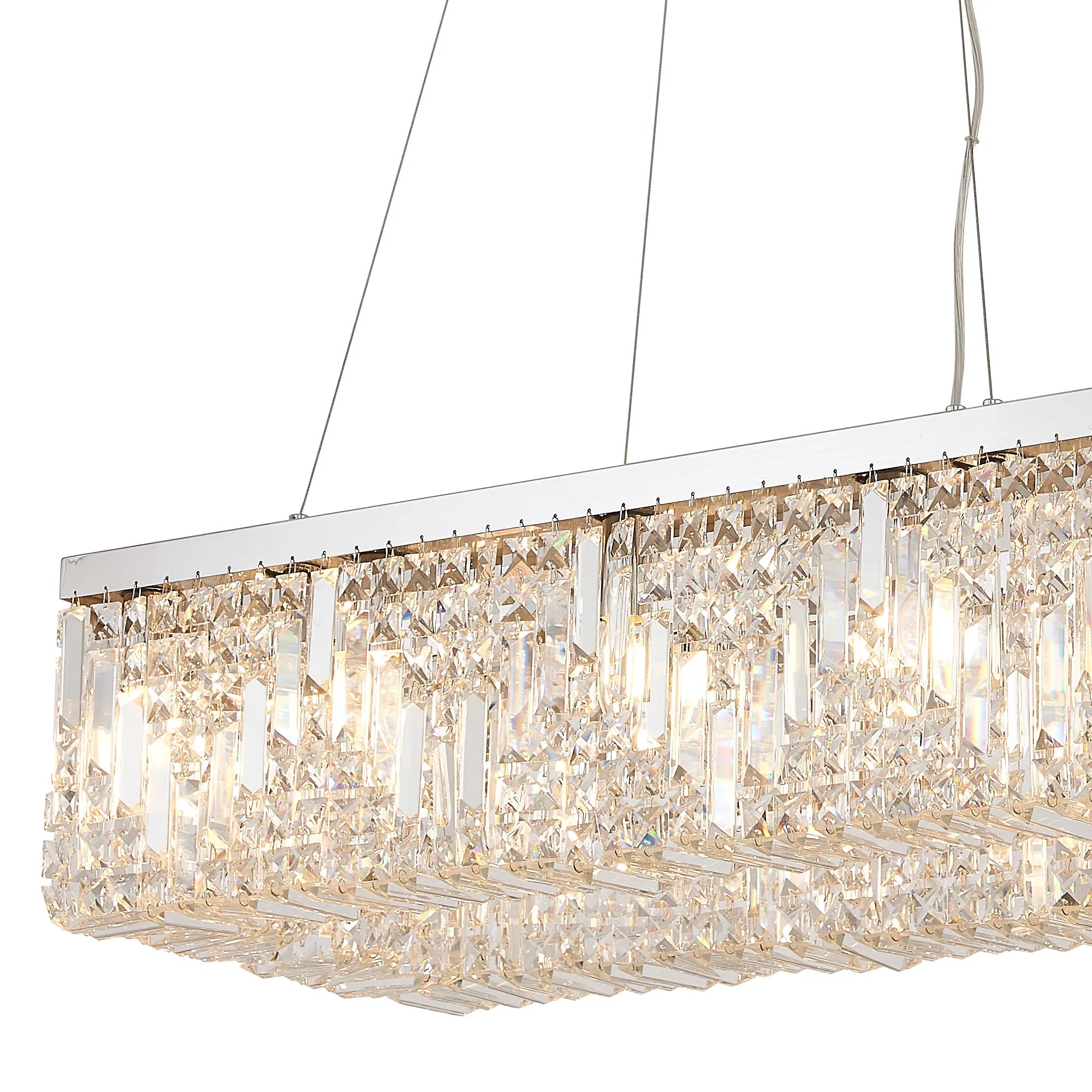 Ashby Rectangular Pendant Chandelier, 12/14 Light E14- Polished Chrome/ Gold Finishes