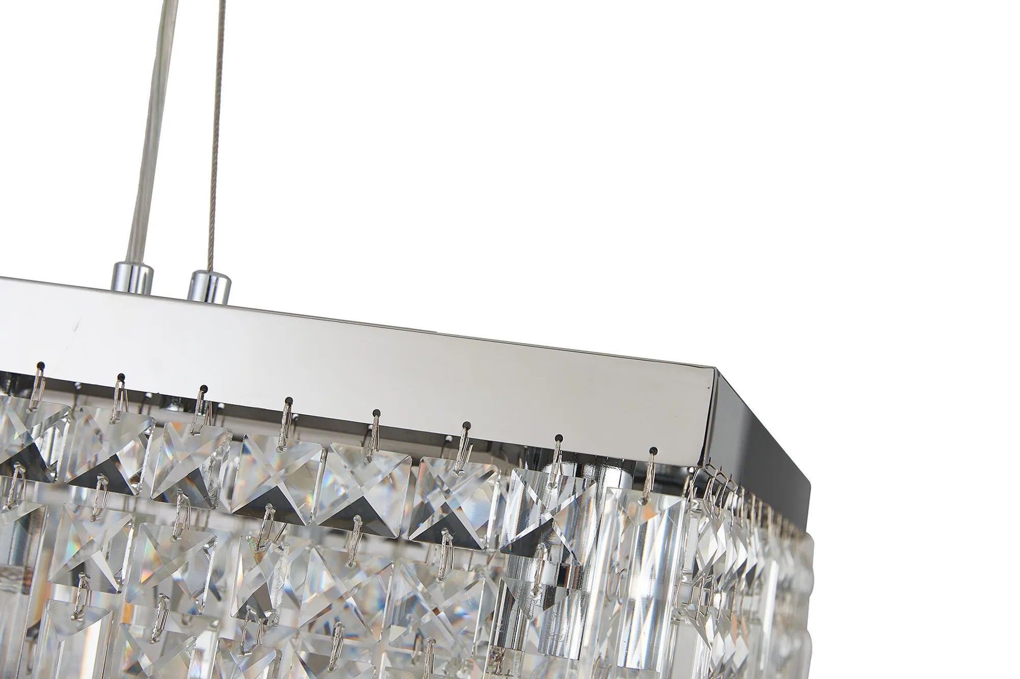 Ashby Rectangular Pendant Chandelier, 12/14 Light E14- Polished Chrome/ Gold Finishes