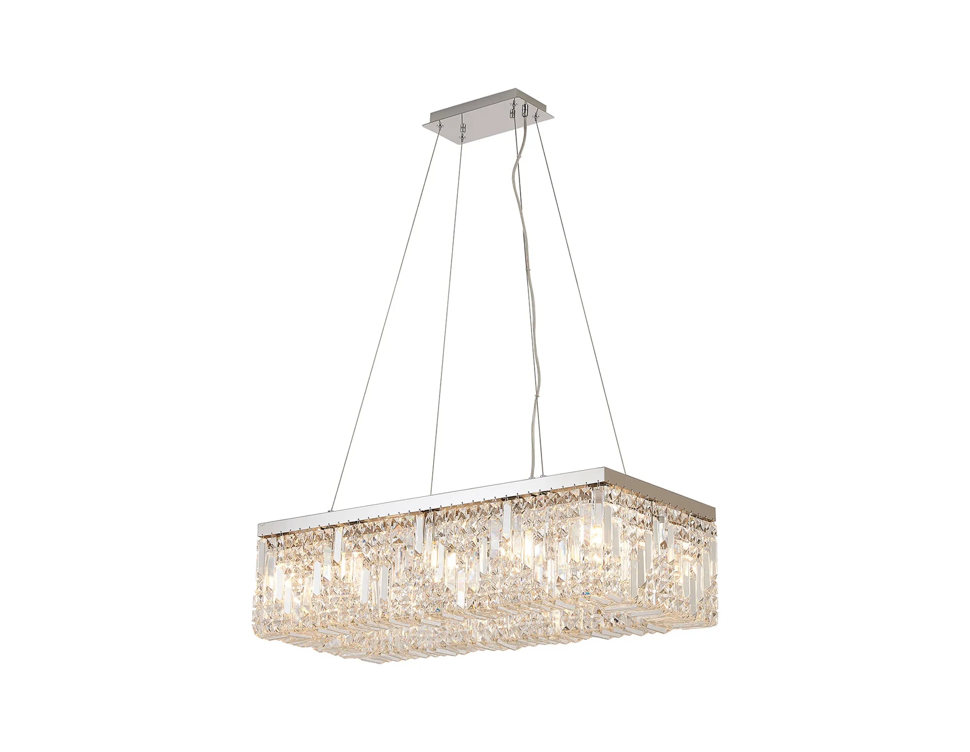 Ashby Rectangular Pendant Chandelier, 12/14 Light E14- Polished Chrome/ Gold Finishes