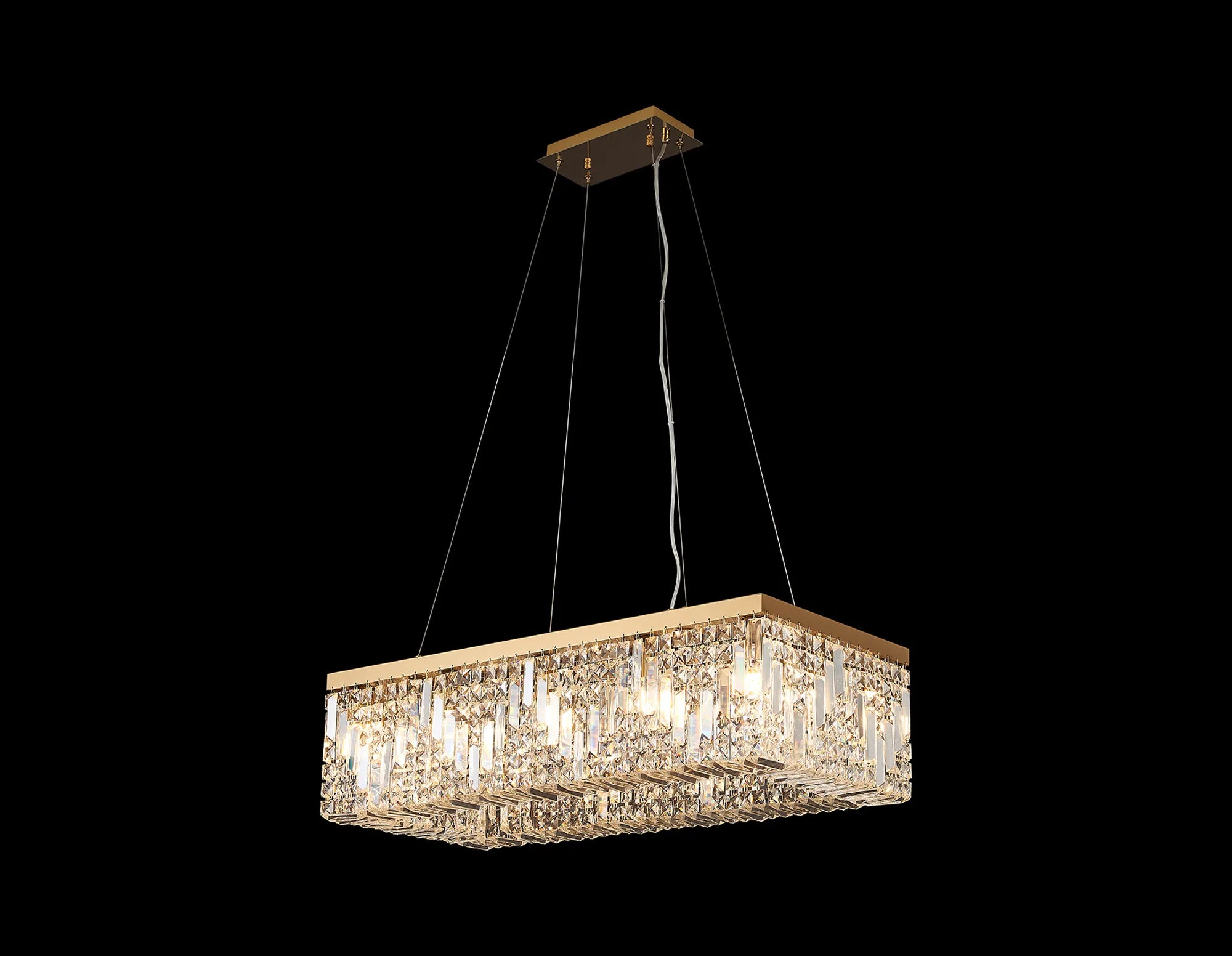 Ashby Rectangular Pendant Chandelier, 12/14 Light E14- Polished Chrome/ Gold Finishes