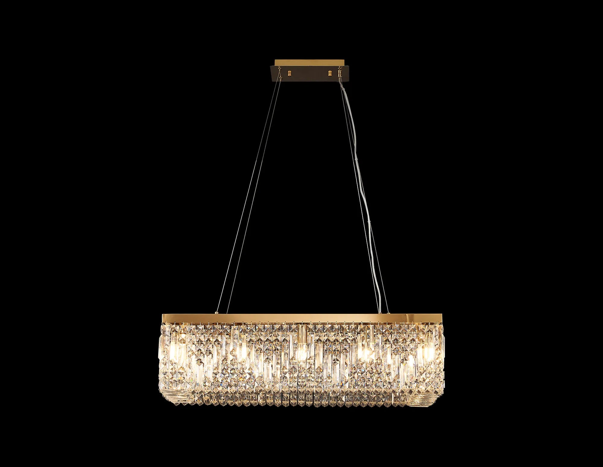 Ashby Rectangular Pendant Chandelier, 12/14 Light E14- Polished Chrome/ Gold Finishes
