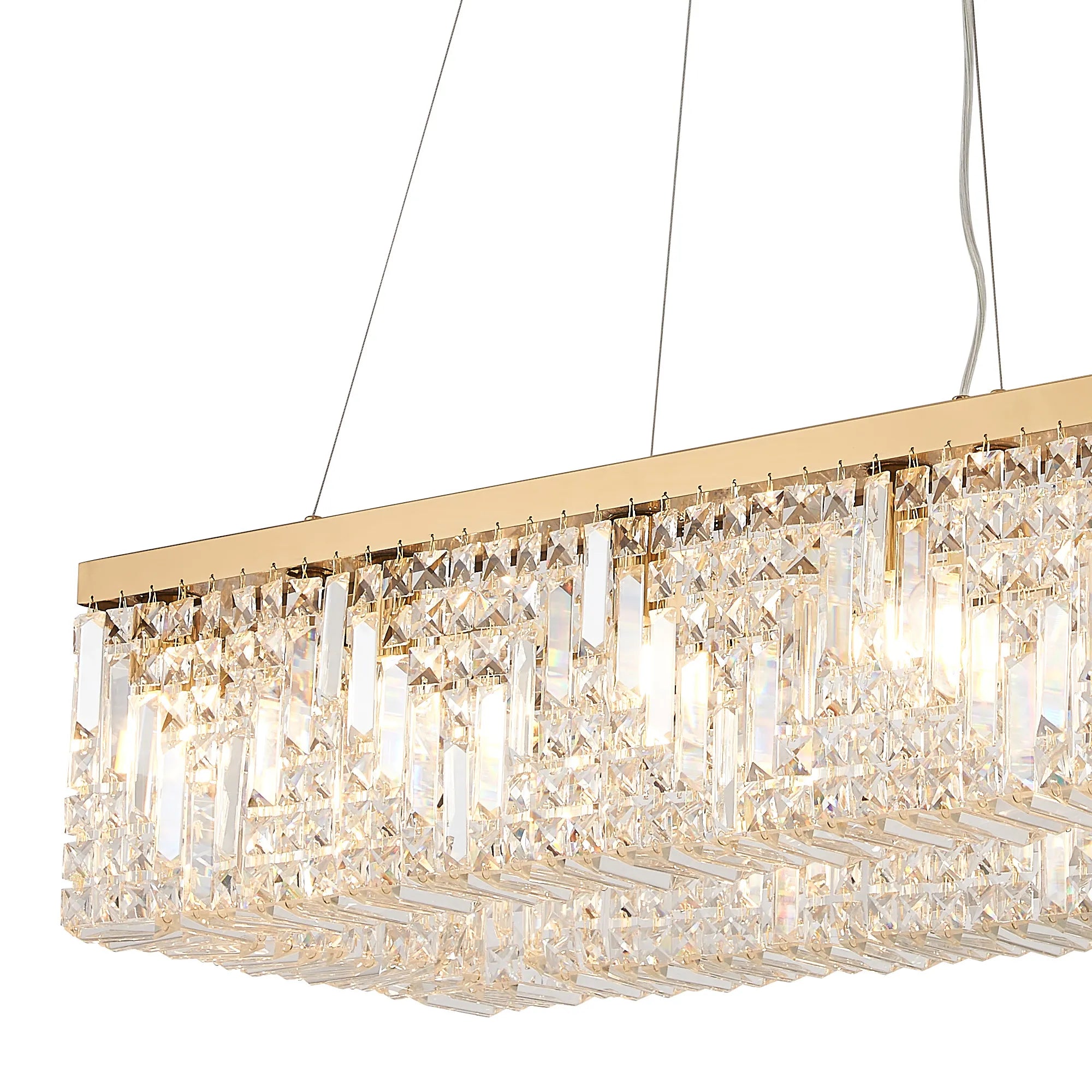 Ashby Rectangular Pendant Chandelier, 12/14 Light E14- Polished Chrome/ Gold Finishes