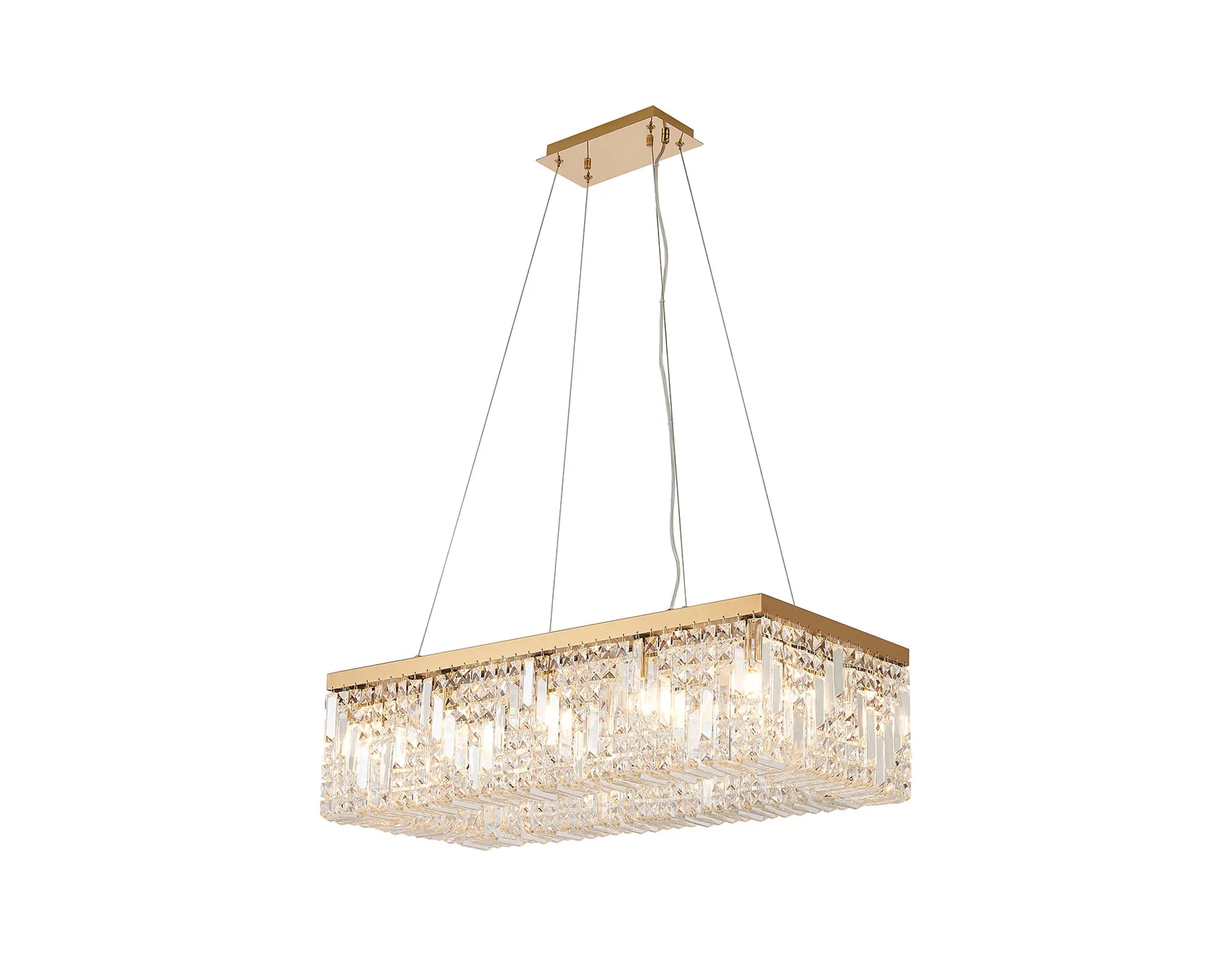 Ashby Rectangular Pendant Chandelier, 12/14 Light E14- Polished Chrome/ Gold Finishes