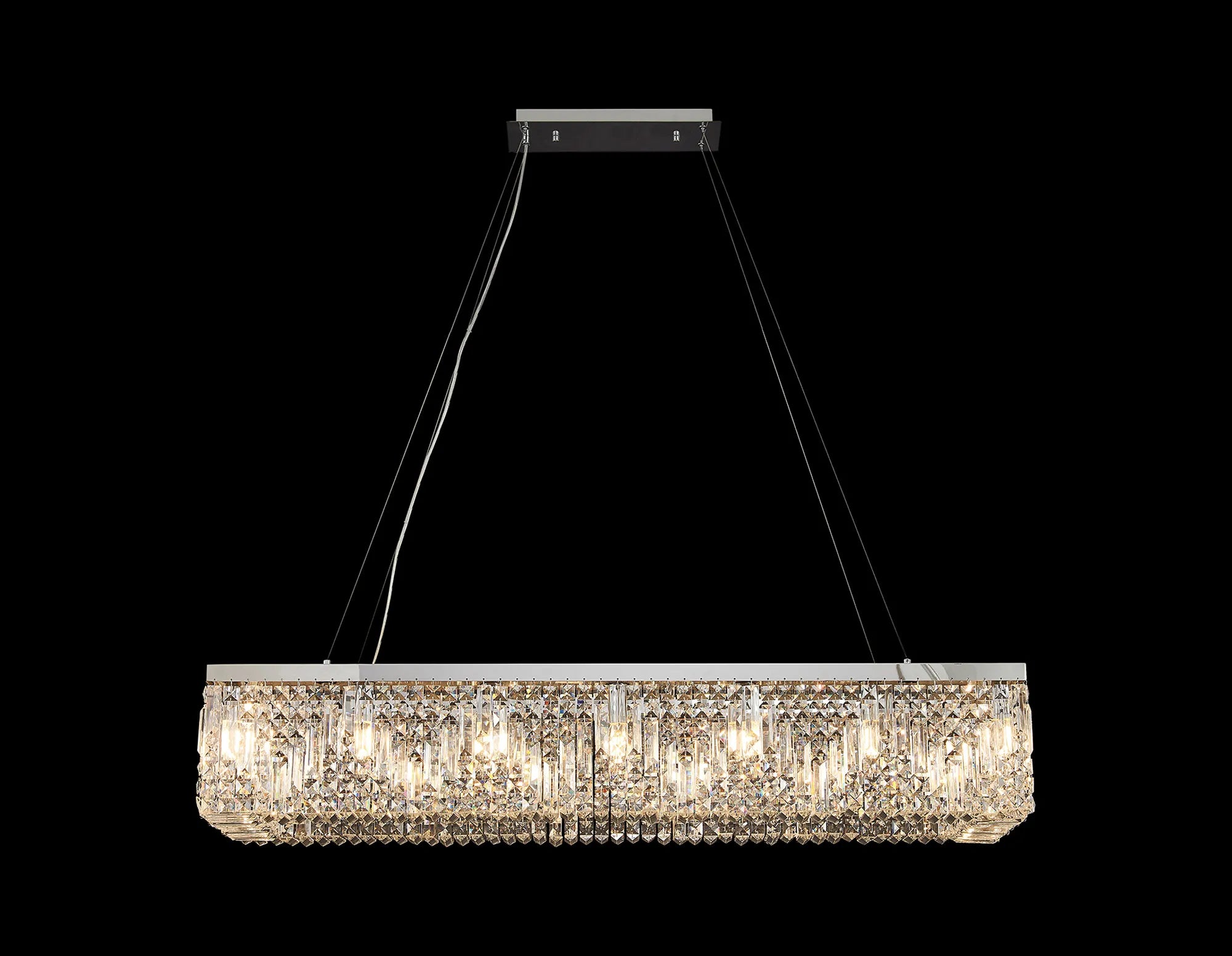 Ashby Rectangular Pendant Chandelier, 12/14 Light E14- Polished Chrome/ Gold Finishes