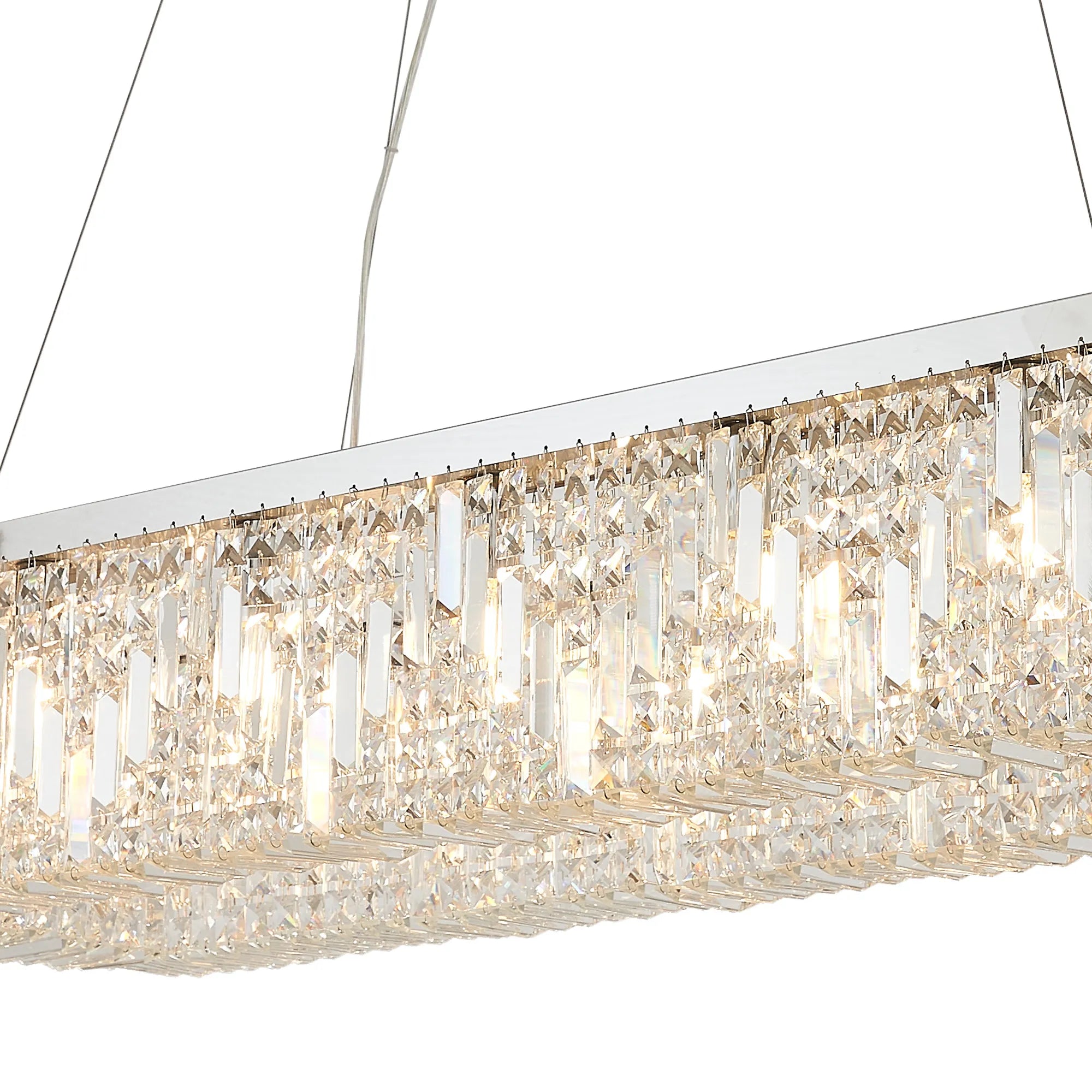 Ashby Rectangular Pendant Chandelier, 12/14 Light E14- Polished Chrome/ Gold Finishes