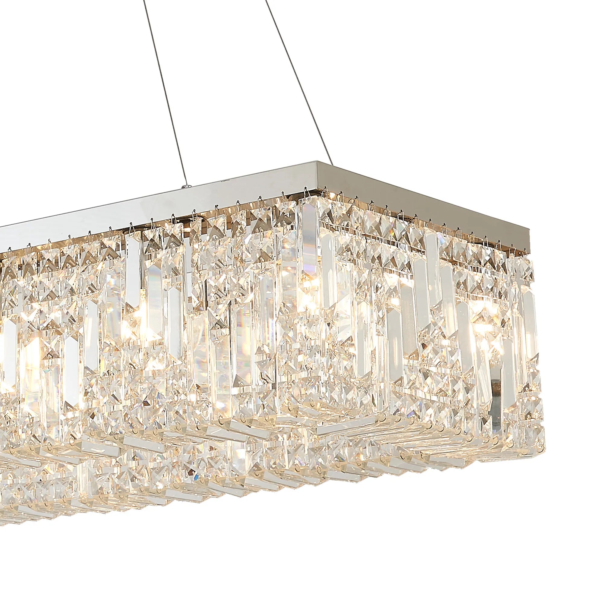 Ashby Rectangular Pendant Chandelier, 12/14 Light E14- Polished Chrome/ Gold Finishes