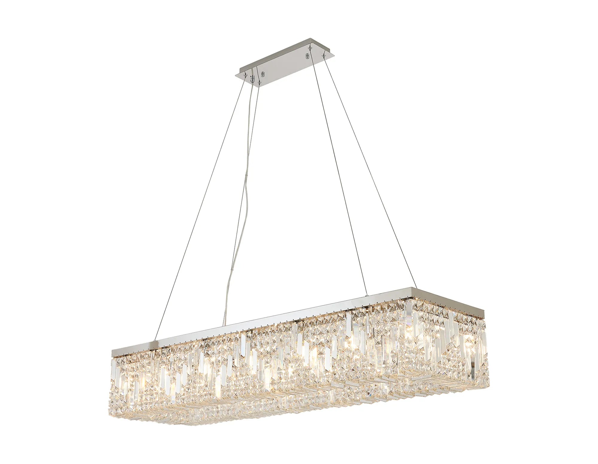 Ashby Rectangular Pendant Chandelier, 12/14 Light E14- Polished Chrome/ Gold Finishes