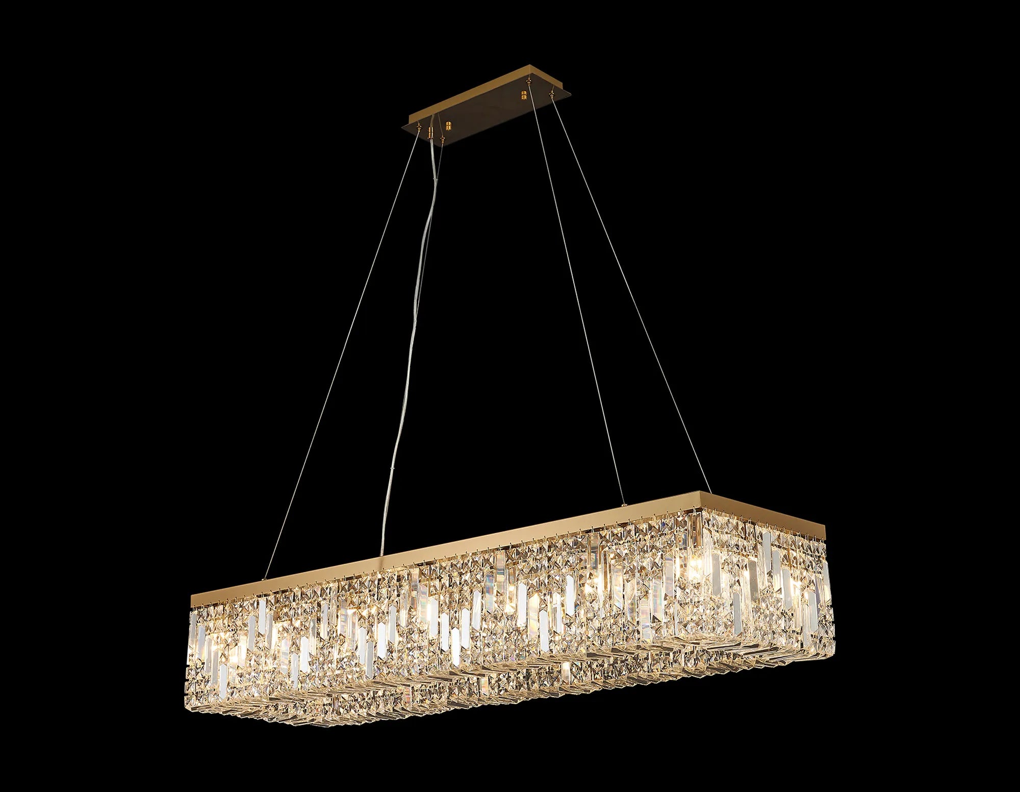 Ashby Rectangular Pendant Chandelier, 12/14 Light E14- Polished Chrome/ Gold Finishes