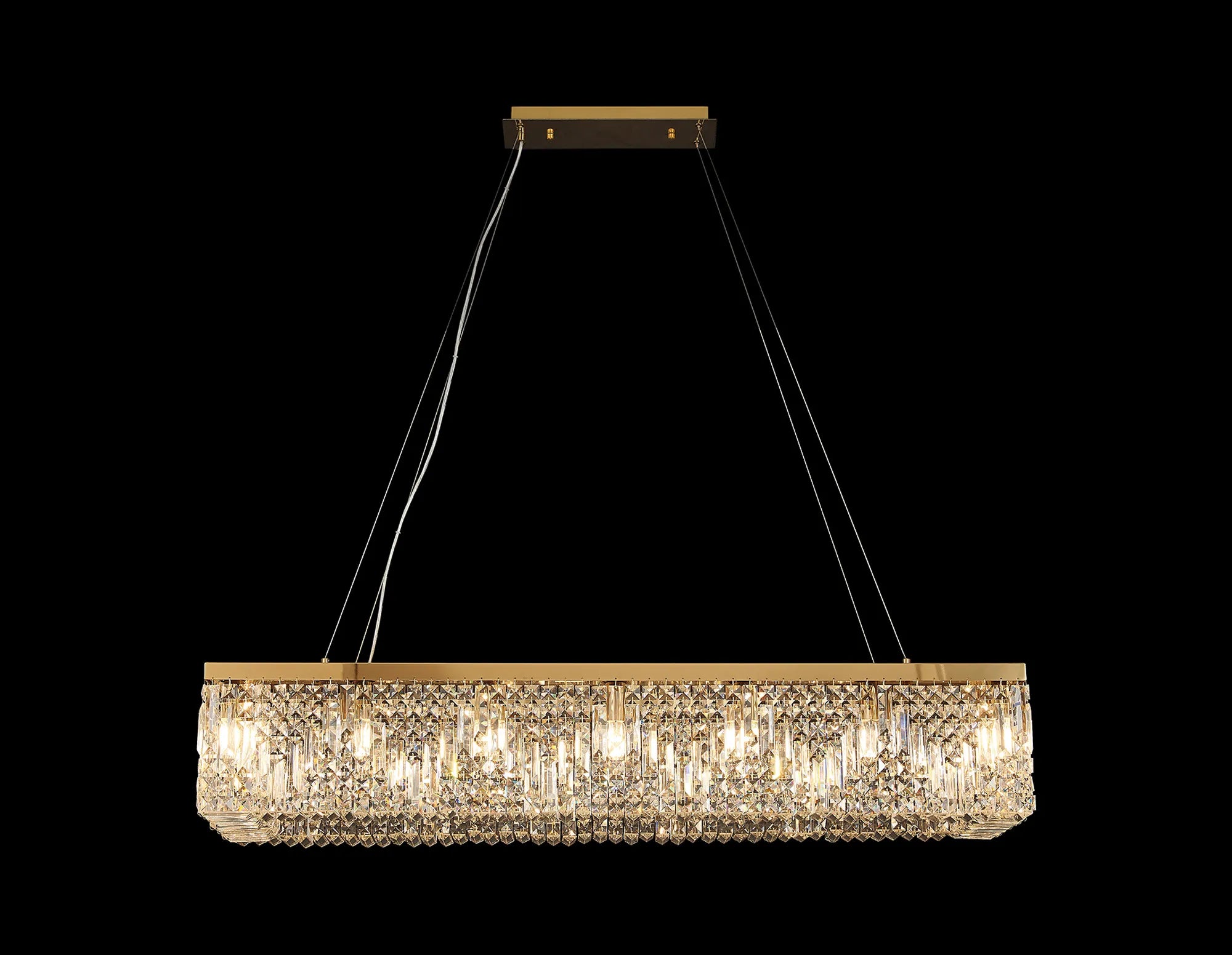 Ashby Rectangular Pendant Chandelier, 12/14 Light E14- Polished Chrome/ Gold Finishes
