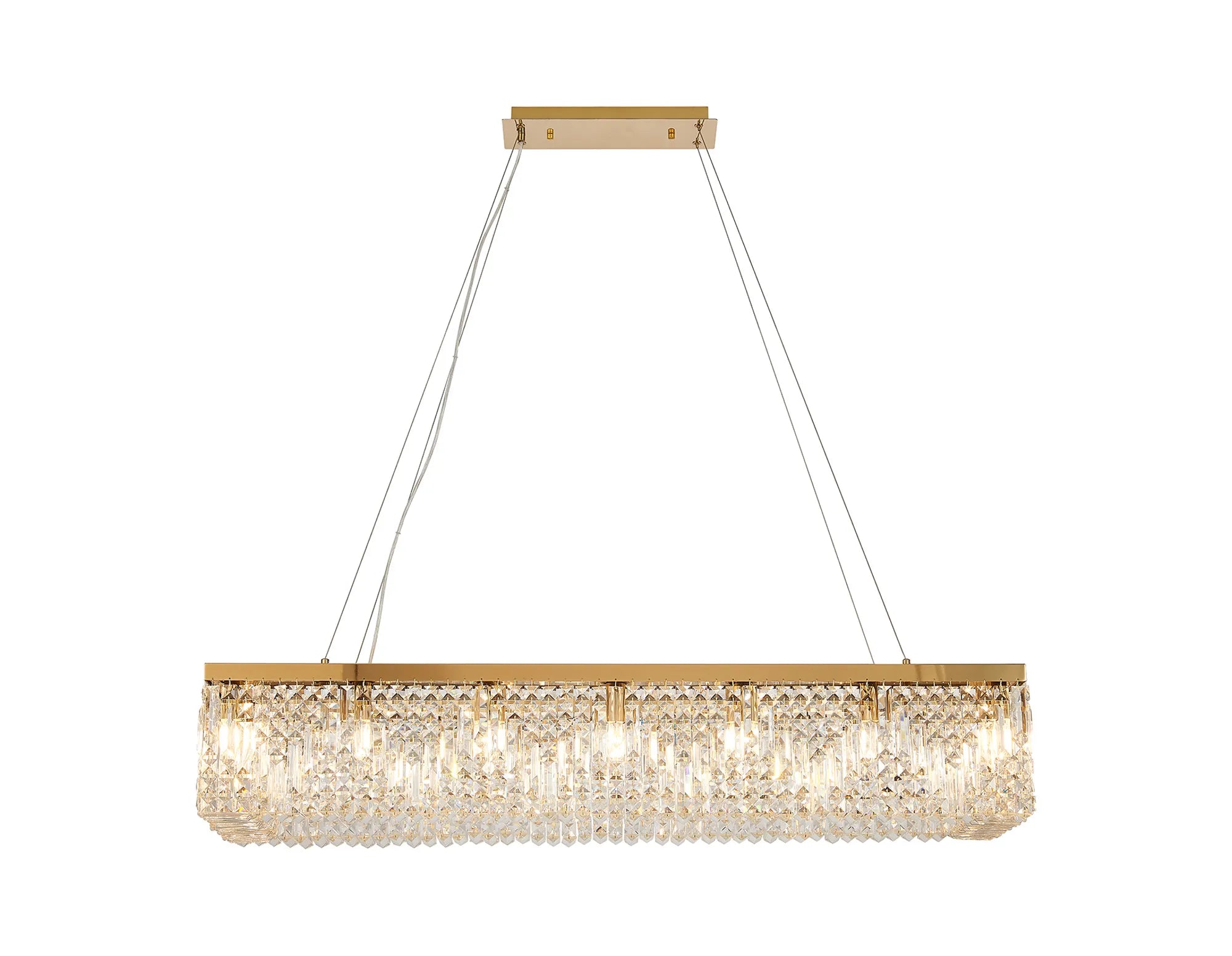 Ashby Rectangular Pendant Chandelier, 12/14 Light E14- Polished Chrome/ Gold Finishes