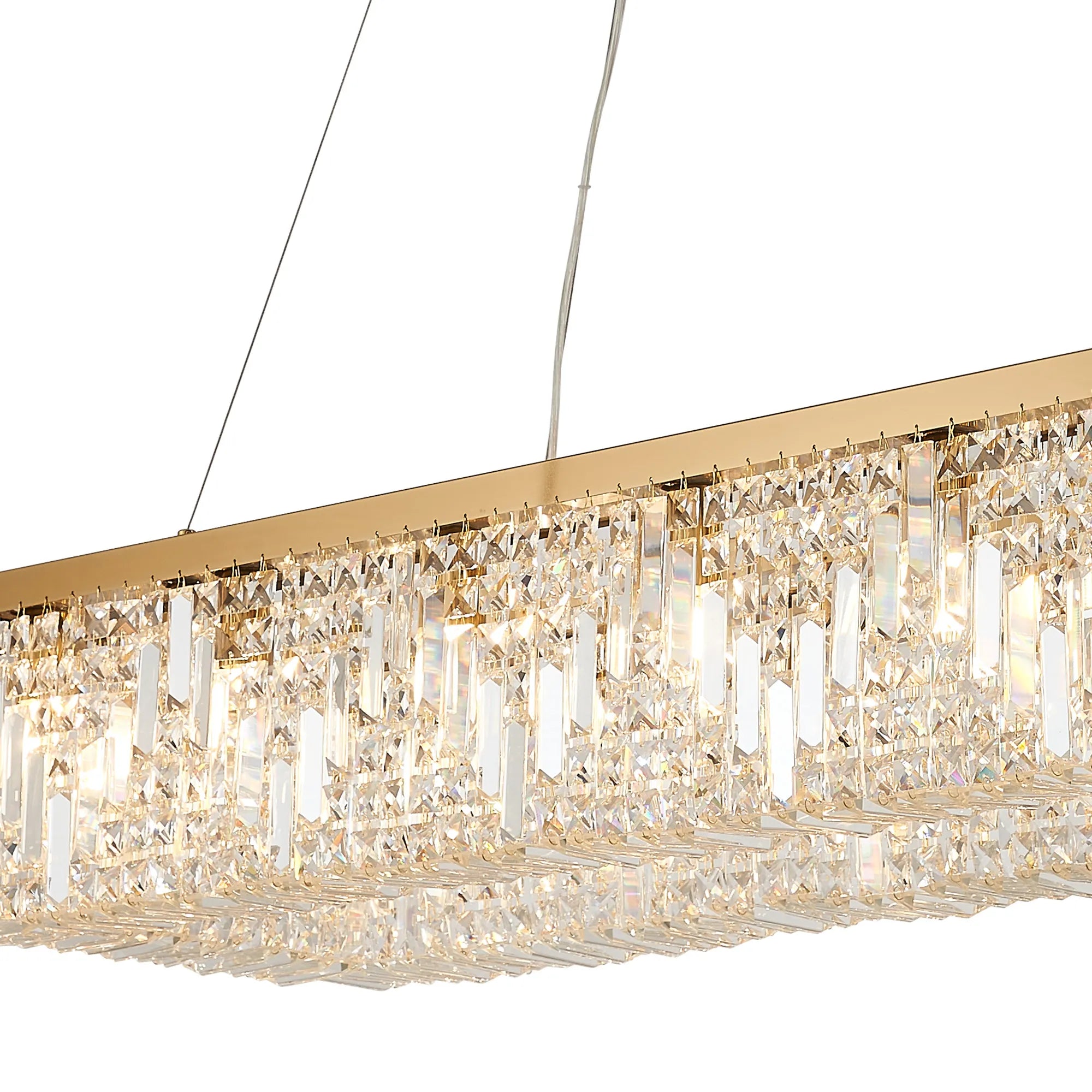 Ashby Rectangular Pendant Chandelier, 12/14 Light E14- Polished Chrome/ Gold Finishes