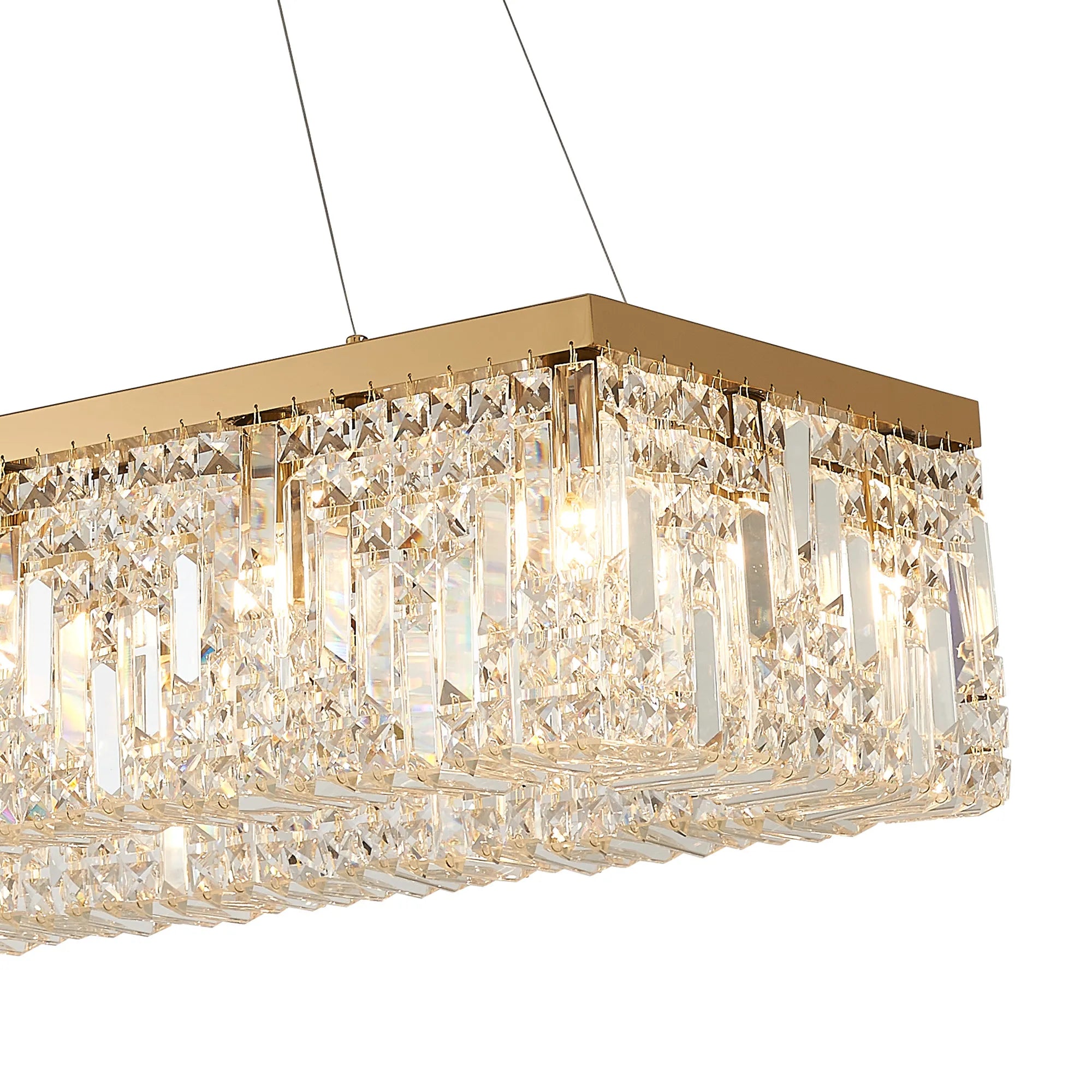 Ashby Rectangular Pendant Chandelier, 12/14 Light E14- Polished Chrome/ Gold Finishes