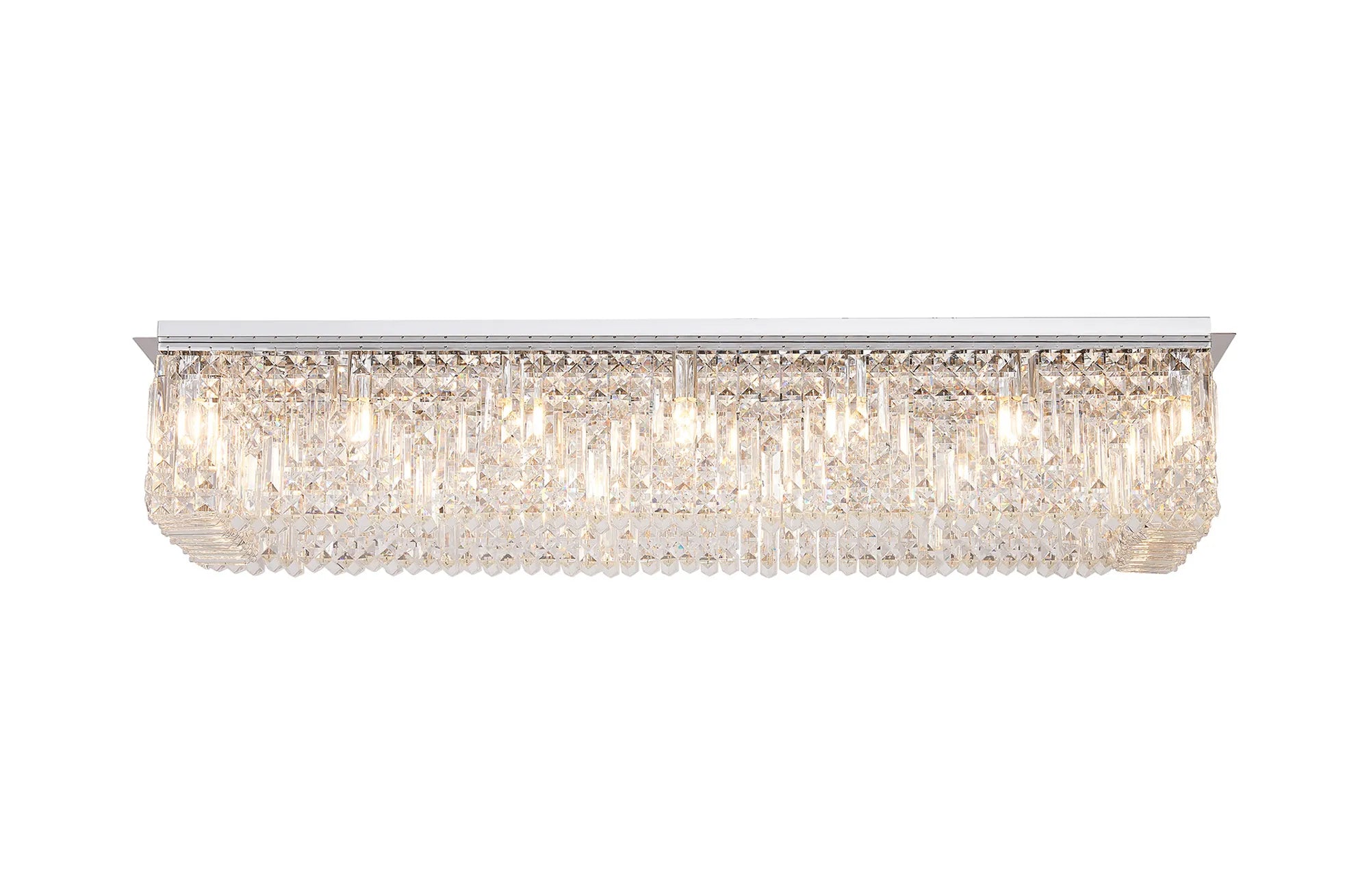 Ashby Rectangular Flush Chandelier 16 Light E14, Polished Chrome/ Gold Crystal