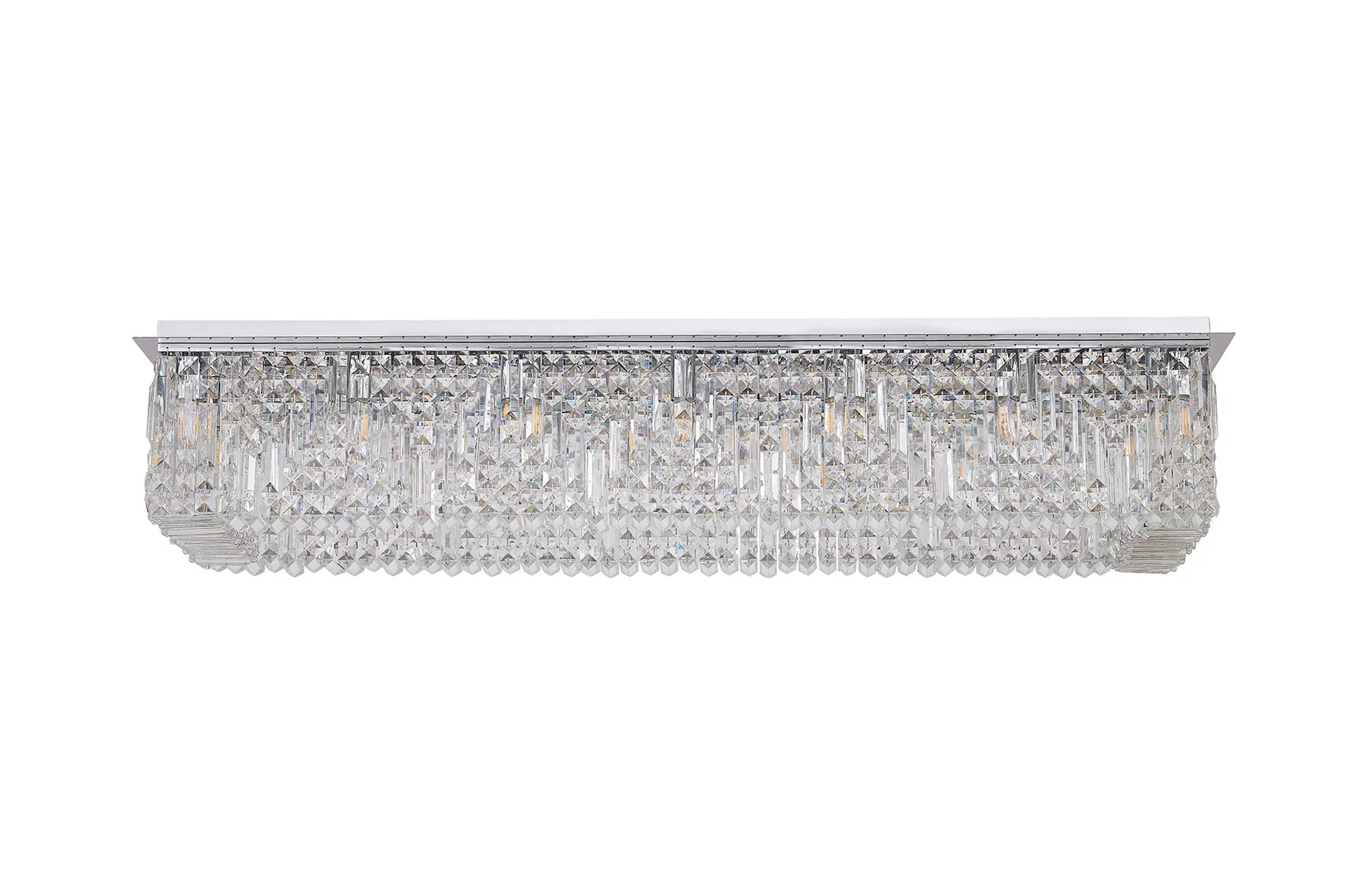 Ashby Rectangular Flush Chandelier 16 Light E14, Polished Chrome/ Gold Crystal