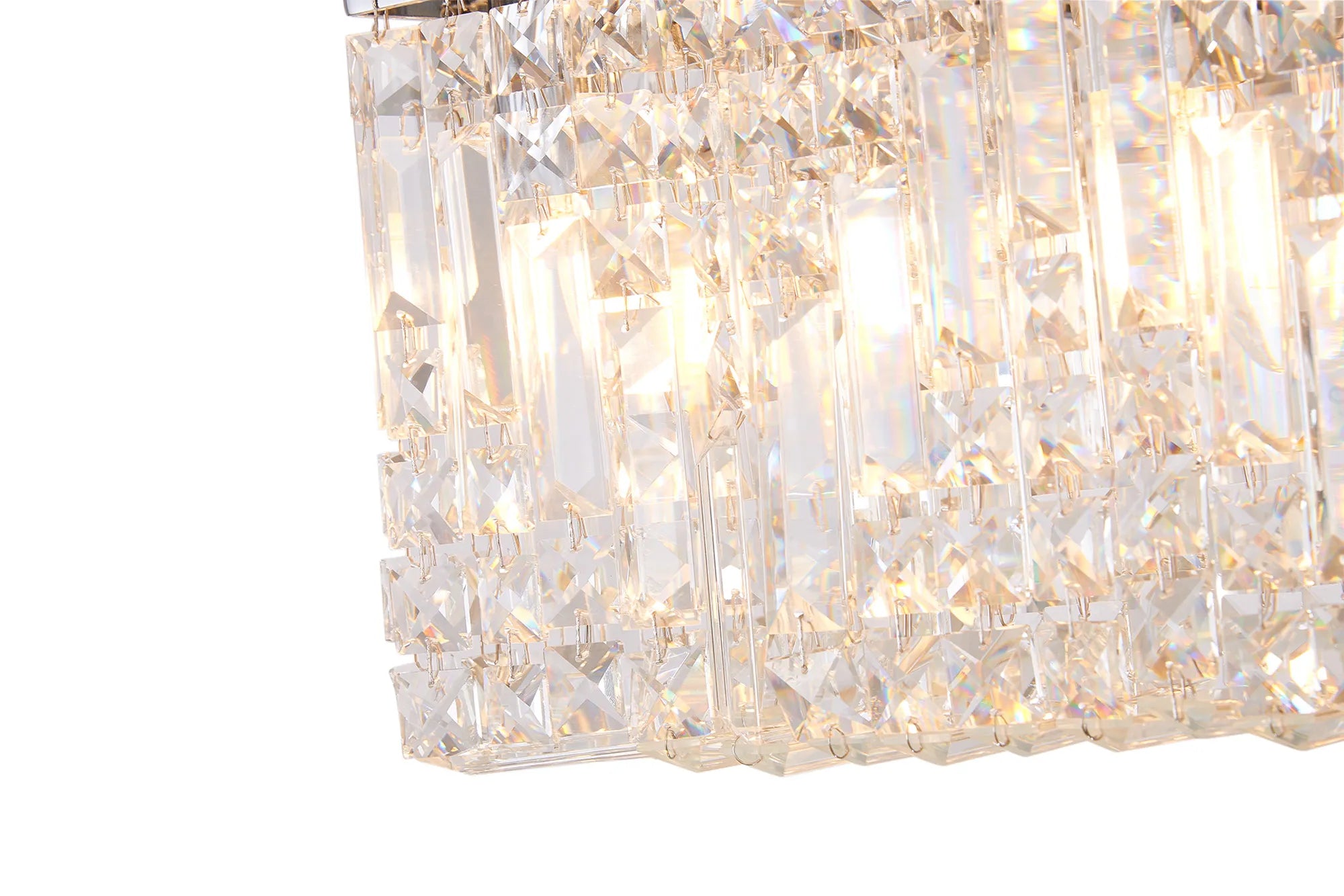 Ashby Rectangular Flush Chandelier 16 Light E14, Polished Chrome/ Gold Crystal