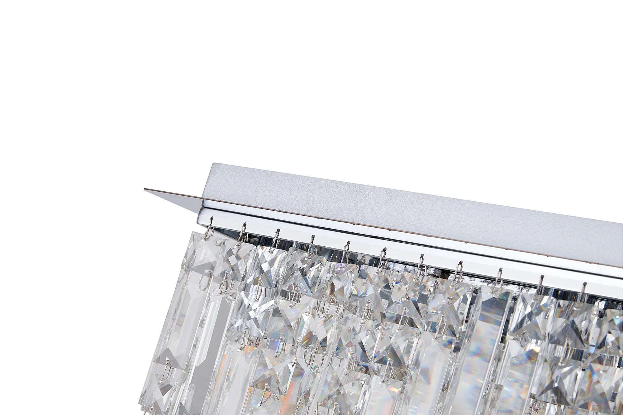 Ashby Rectangular Flush Chandelier 16 Light E14, Polished Chrome/ Gold Crystal