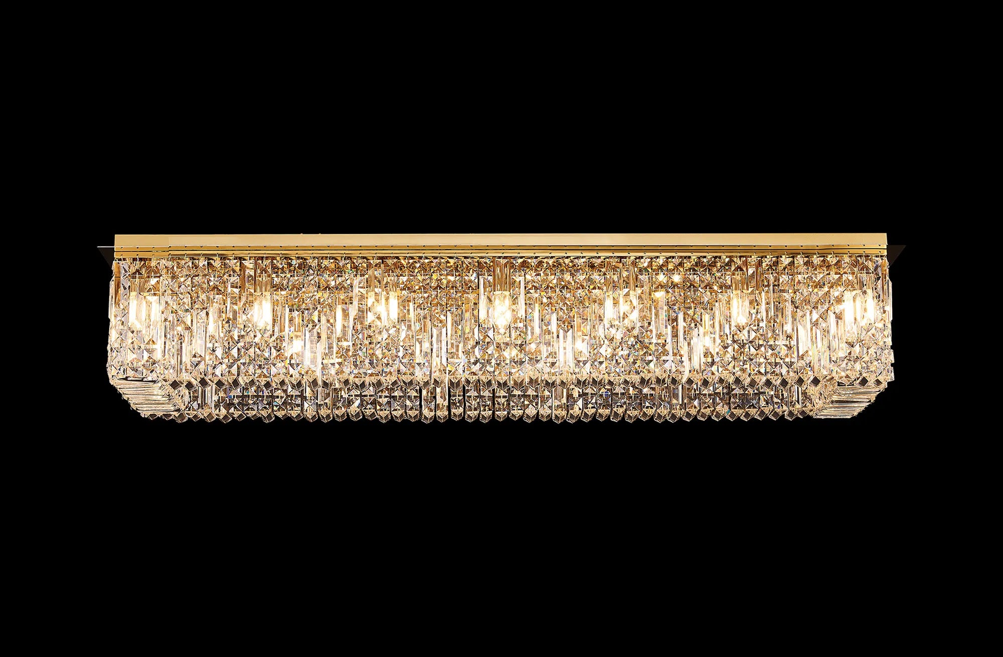 Ashby Rectangular Flush Chandelier 16 Light E14, Polished Chrome/ Gold Crystal