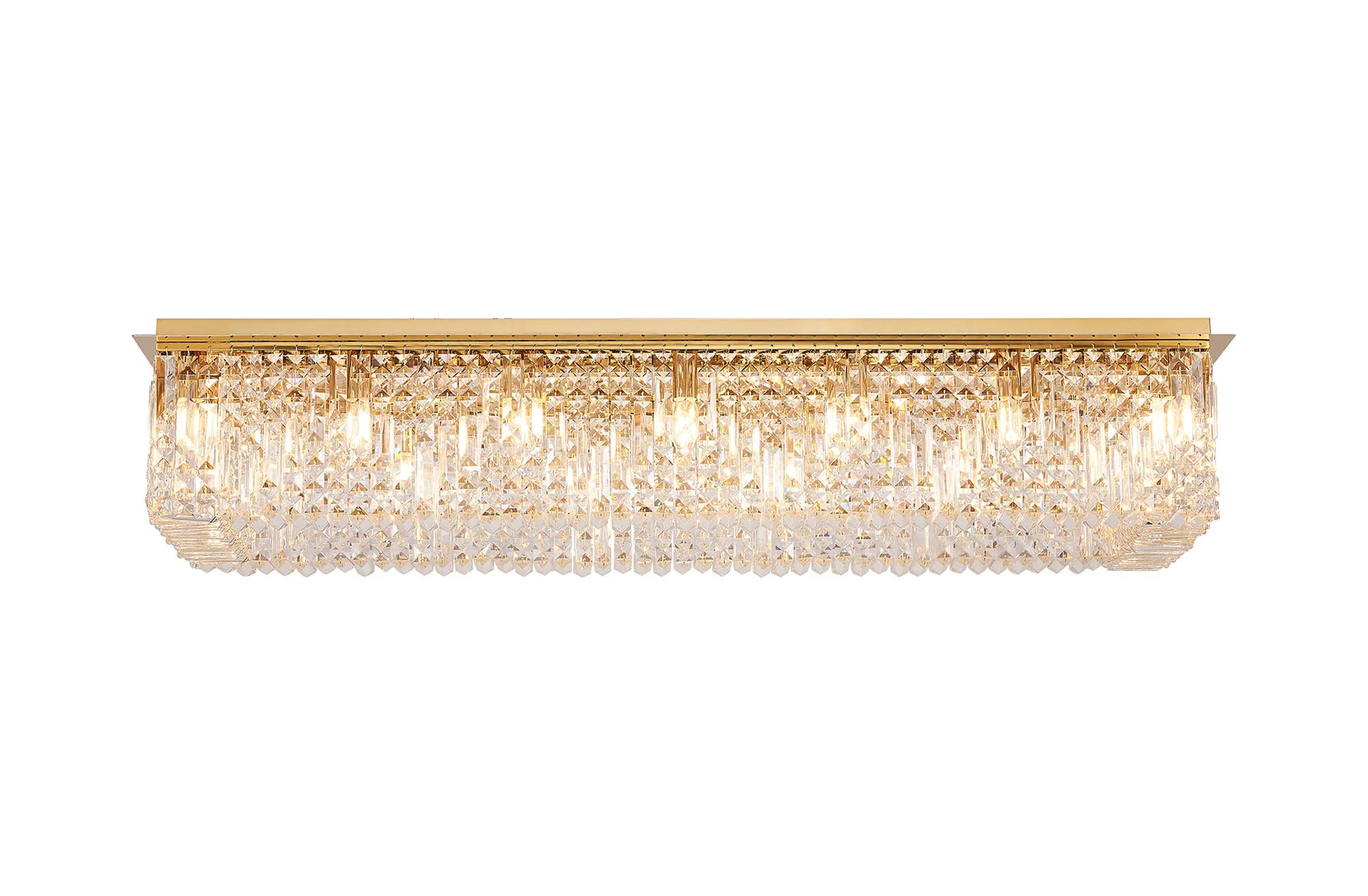 Ashby Rectangular Flush Chandelier 16 Light E14, Polished Chrome/ Gold Crystal