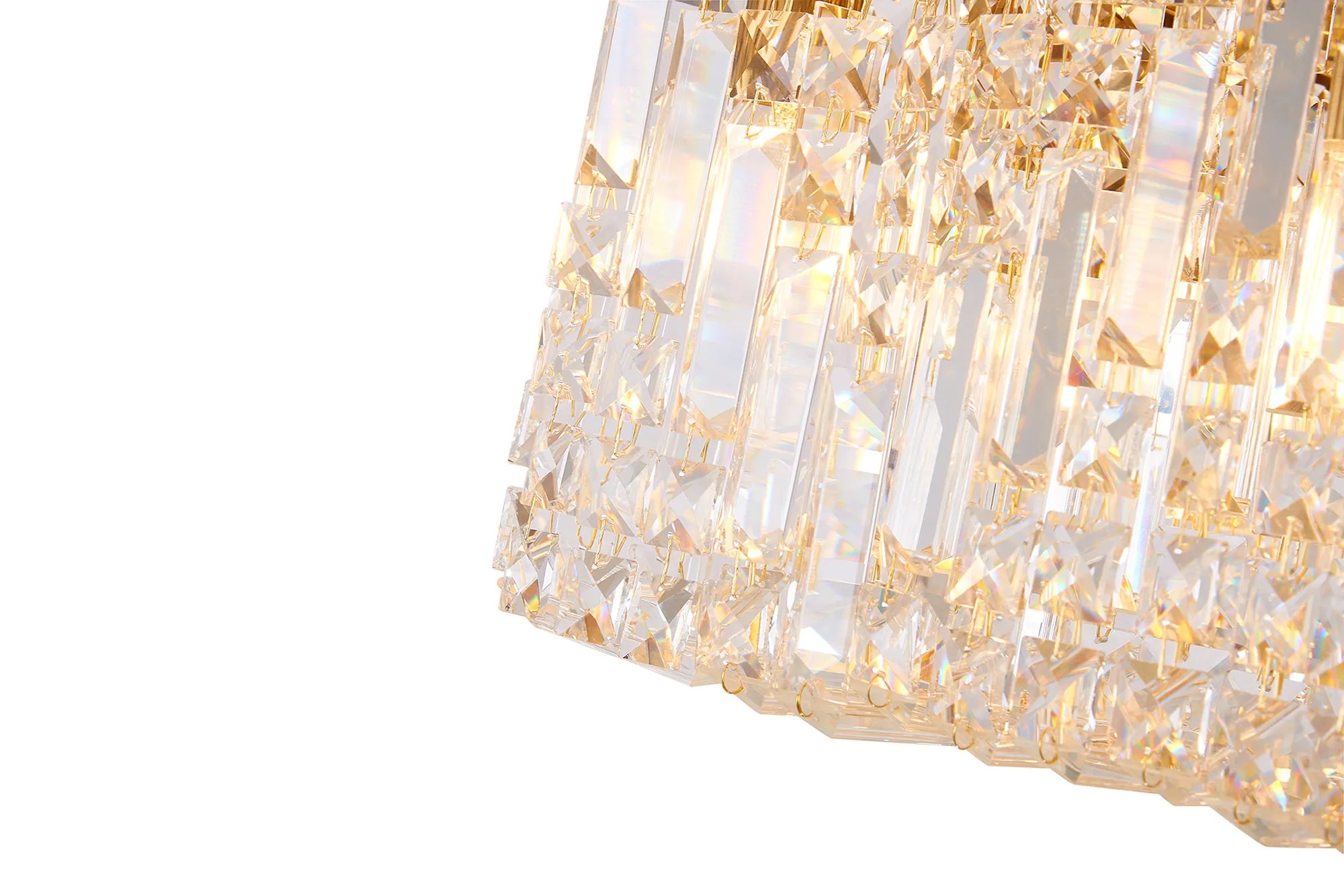 Ashby Rectangular Flush Chandelier 16 Light E14, Polished Chrome/ Gold Crystal