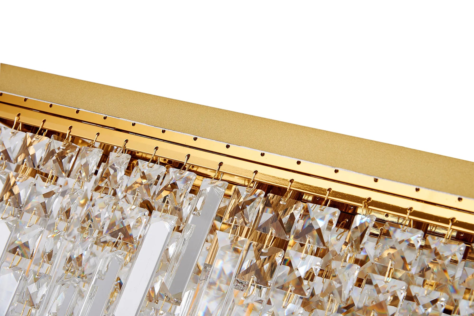 Ashby Rectangular Flush Chandelier 16 Light E14, Polished Chrome/ Gold Crystal